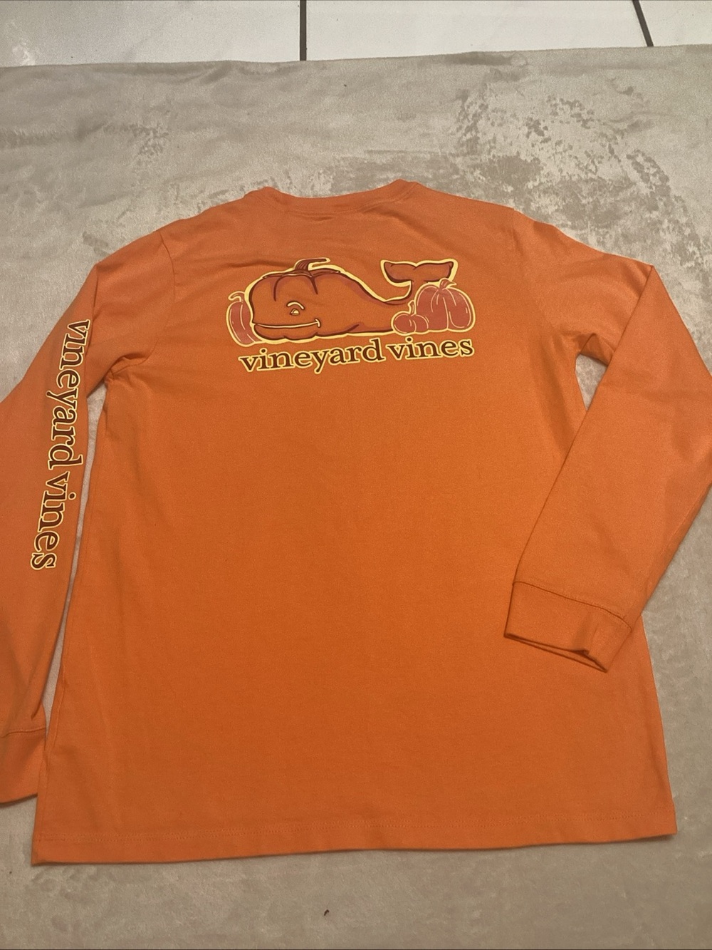 Vineyard Vines Orange Long-Sleeve Whale Logo Tee for big kids